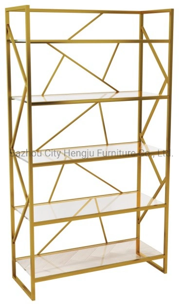 Nordic Rack Book Display Glass Wall Metal Furniture Stainless Steel Living Room Shelf Decor Design Modern