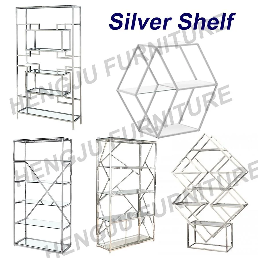 Nordic Rack Book Display Glass Wall Metal Furniture Stainless Steel Living Room Shelf Decor Design Modern