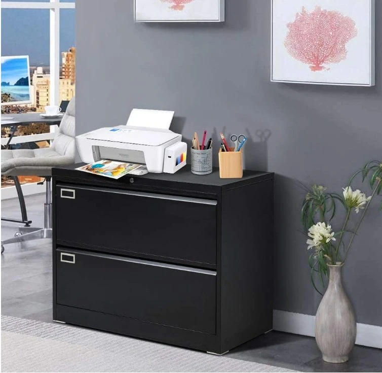 36&quot; Lateral File Cabinet with Lock, 2 Drawers Steel Lateral Filing Cabinet Lockable for Office