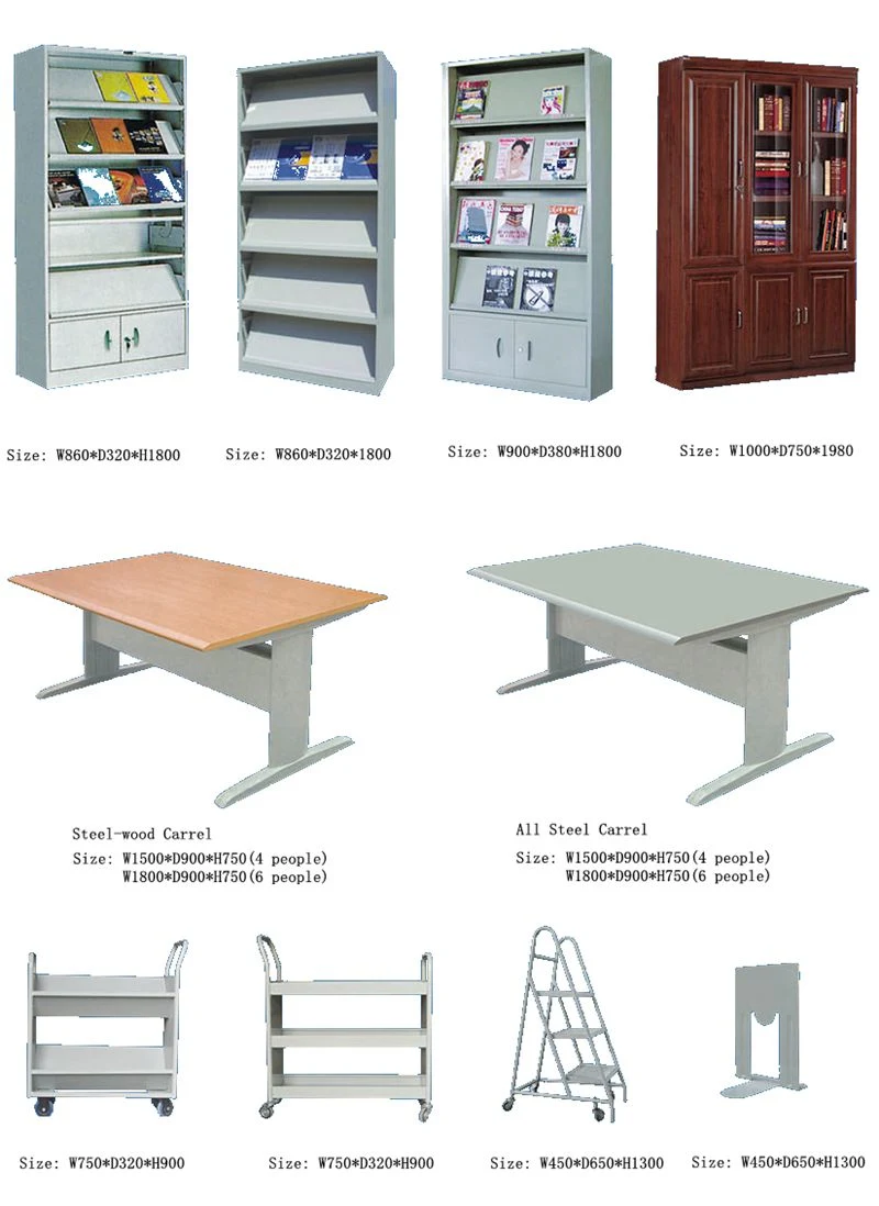 Double-Sided Steel-Wood Bookshelf for Library/Book Shelf/Office Furniture/Bookshelf