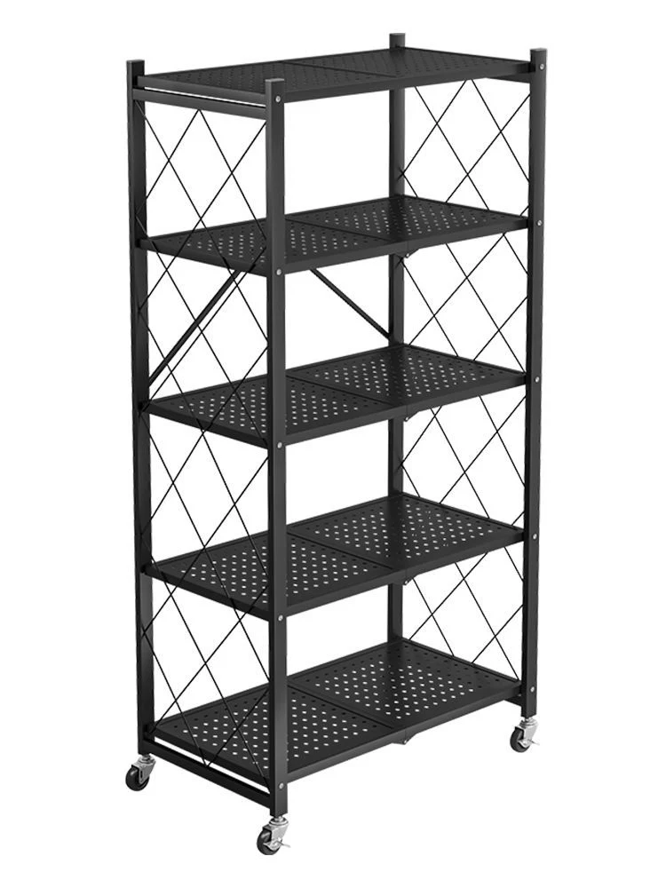 Five tires layers black white iron carbon steel collapsible storage book shelf