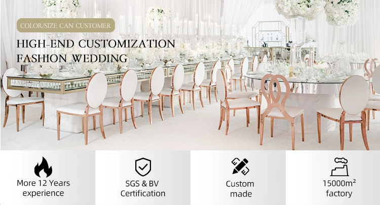 Modern Chinese Hotel Furniture Highback Rose Gold Outdoor Dining Banquet Tiffany Chiavari Dining Restaurant Event Metal Stainless Steel Wedding Chair