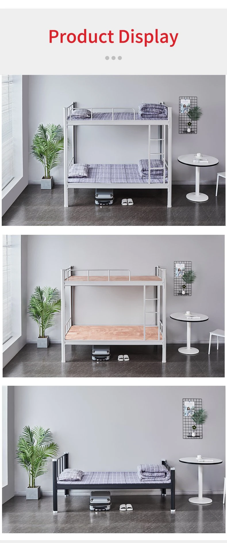 School/Bedroom Furniture Dormitory Steel Double Bed Metal Folding Frame Bunk Bed