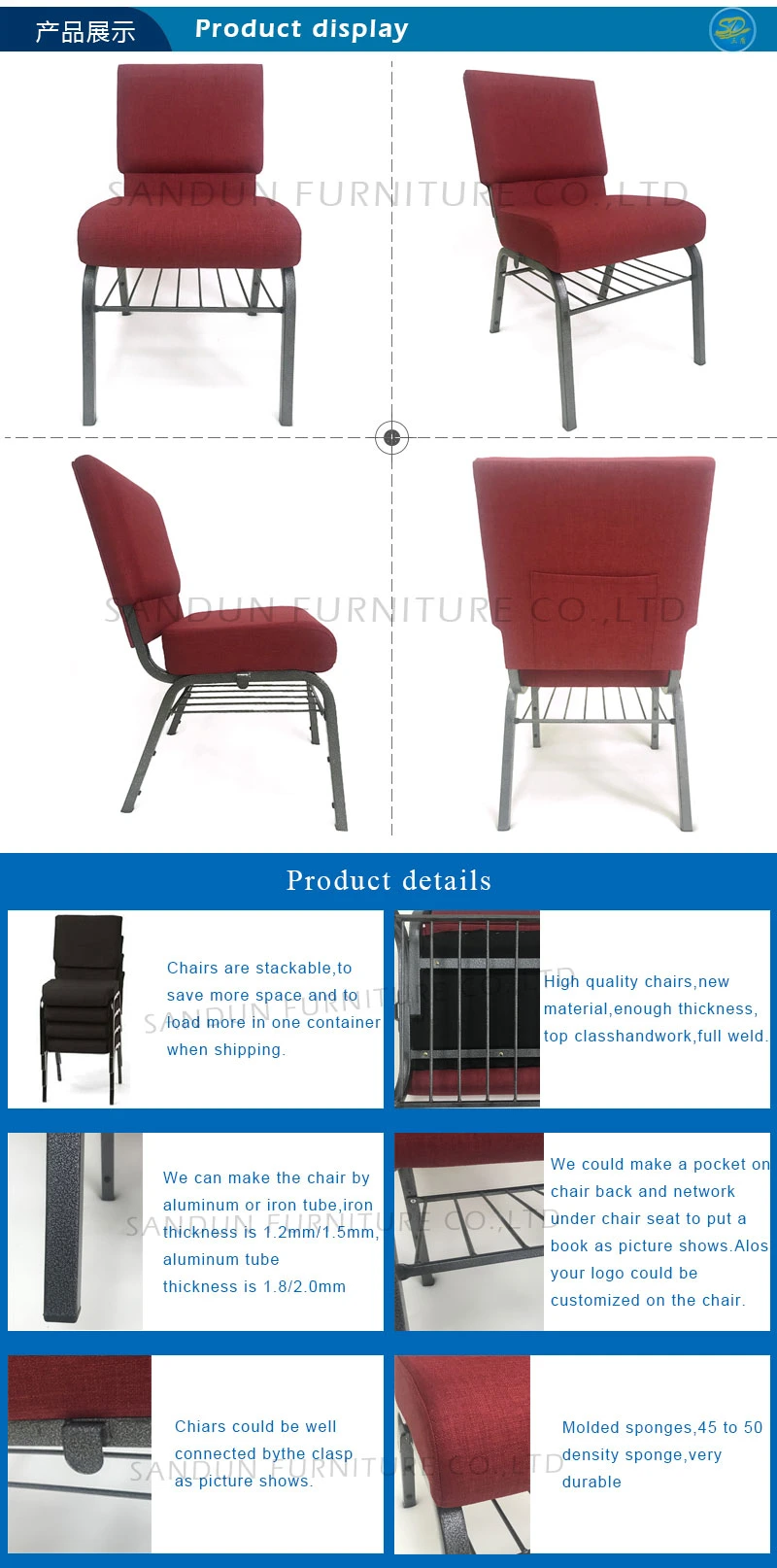 10 Years Project Experience Metal Stacking Theater Auditorium Church Chair
