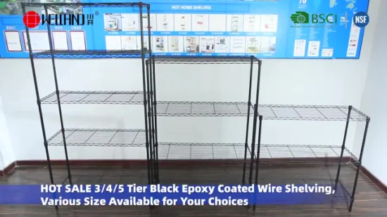 Decorate Epoxy Coated 5 Tiers DIY Steel Wire Rack Home Office Book Storage Shelf