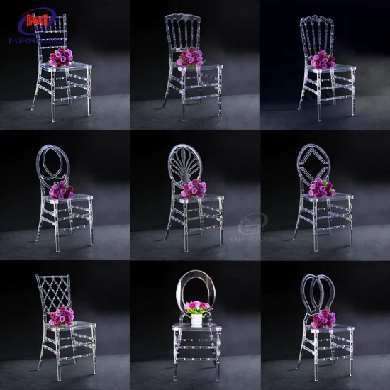 Wholesale Basic Customization Ransparent Resin Acrylic Crystal Plastic Chiavari Tiffany Wedding Chairs Events