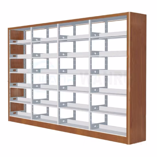 Modern Design Steel School Library Display Shelving Bookcase Wooden Bookshelf