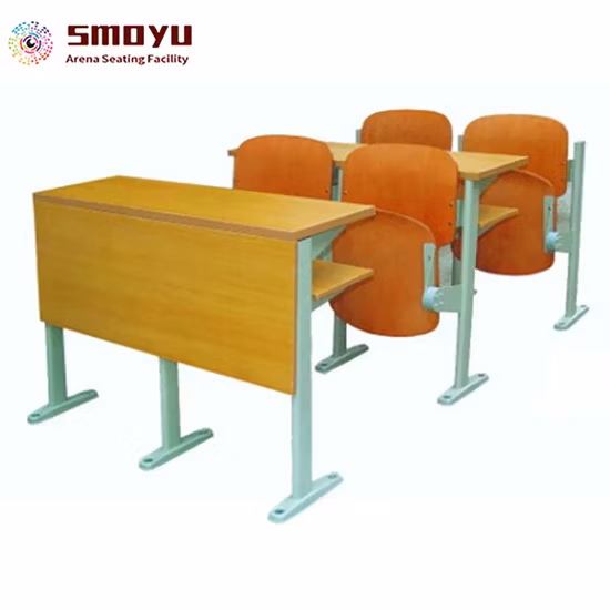 School Wooden Lecture Hall Desk and Chair Auditorium Folding Step Chair